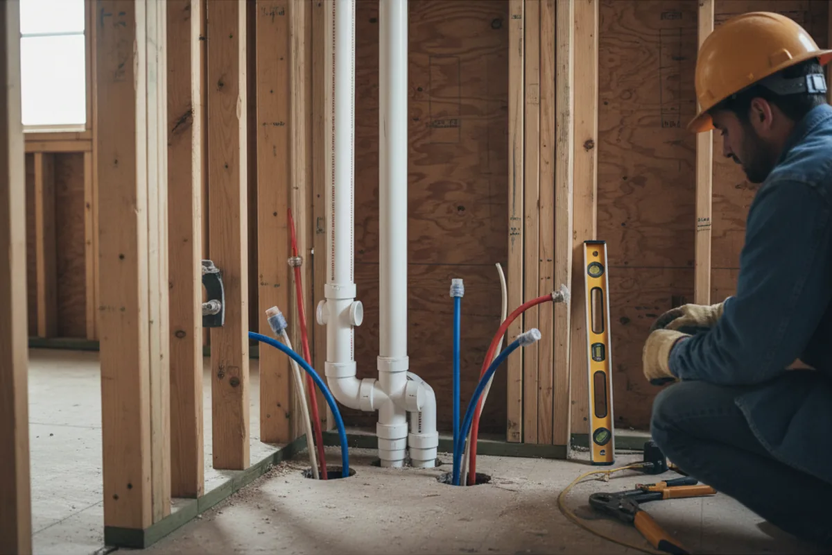 Drain and supply rough-in during Sump Pump Repair in Glen Campbell